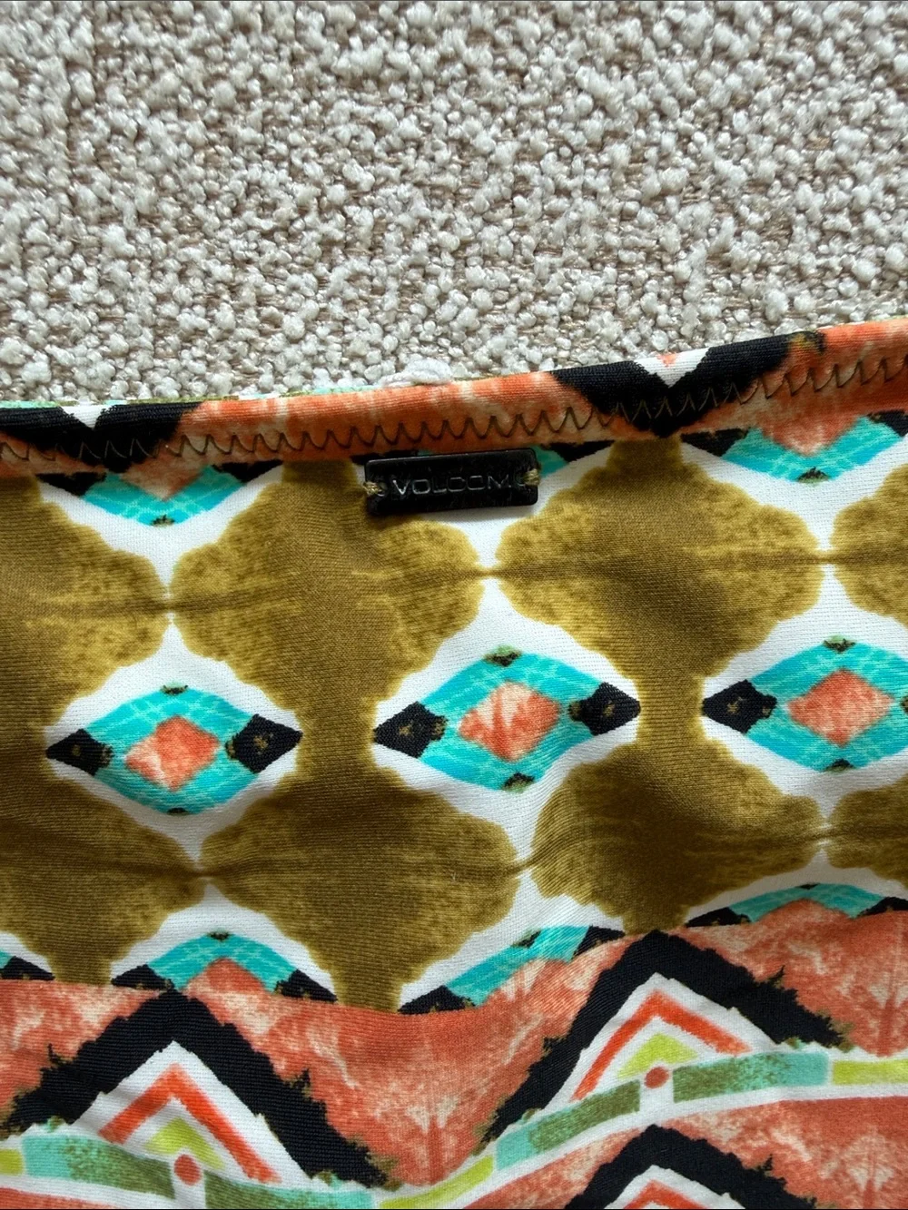 Volcom Reversible Olive Green & Orange Geo Print Bikini